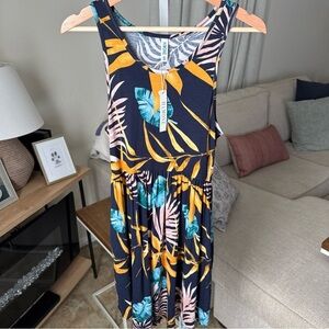 HiMONE Women’s Blue Tropical Tank Dress Size S NWT